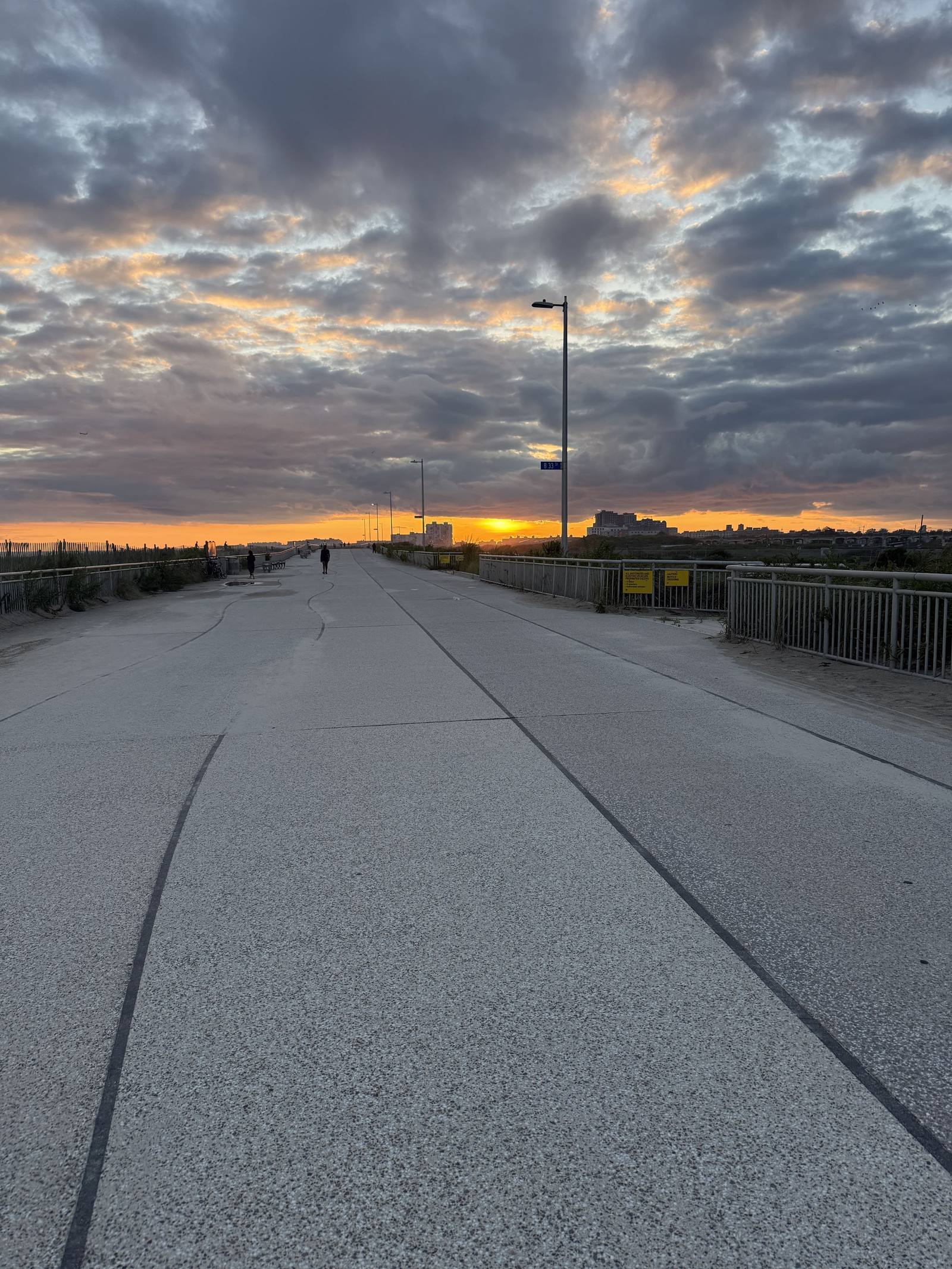 The Rockaway boardwalk at sunset